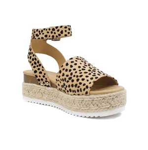 Leopard cheetah print espadrille platform sandals thumbnail 4