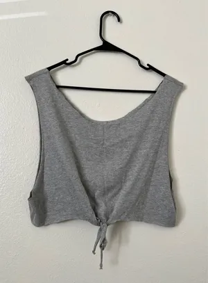 Heather Grey Tank Crop Top Gray thumbnail 4