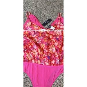Lulus Pink Floral Surplice Bodysuit Braided Straps Small NWT Summer‎ Tropical thumbnail 5