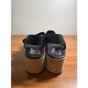 SOREL CAMERON Flatform Slingback Wedge Sandals Black Size 7.5 thumbnail 4