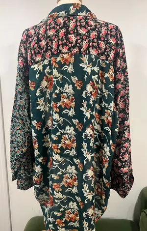 Vintage Women Floral Patchwork Blouse m Size L thumbnail 8