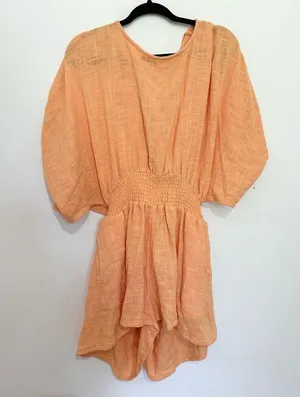 Free People Pietro Tie Back Romper open back Flowy lagenlook boho size XS thumbnail 2