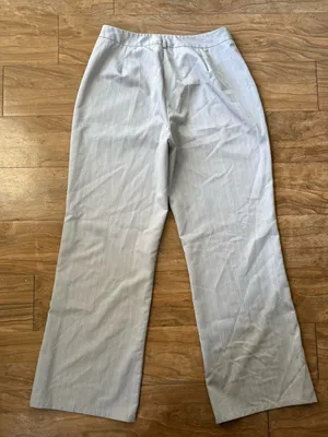 Women's Light Gray Pinstripe Wide-Leg Dress Pants thumbnail 3