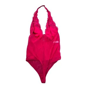 b.tempt'd by Wacoal‎ Hot Pink Mesh Lace Thong Halter Bodysuit Size Large Sexy thumbnail 5