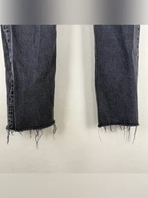 Abercrombie & Fitch The Baggy Low Rise Jean Short Faded Black Raw Hem thumbnail 7