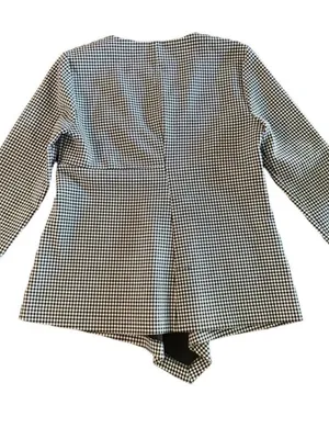 NEW ZARA Gingham blouse top Long Sleeve Size MEDIUM Career work thumbnail 7