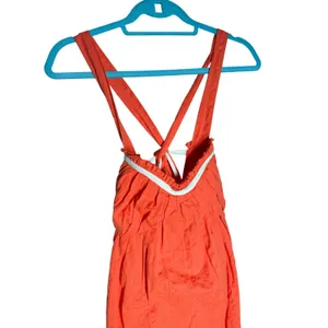 Free People Poppy Midi Dress L Orange Criss Cross Open Back Cotton Boho thumbnail 4