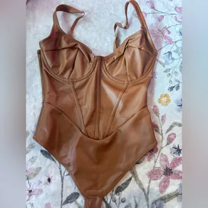 Popilush Leather Corset Bodysuit for Women Shape-wear Corset thumbnail 2