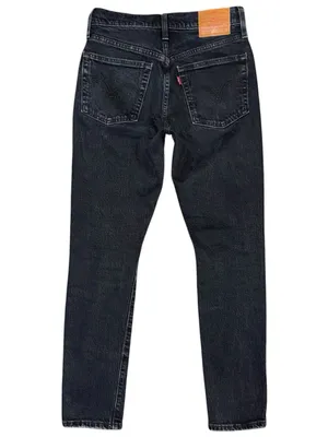Levis Premium 501 Skinny Jeans Distressed Black Denim Button Fly High Rise 24x28 thumbnail 2