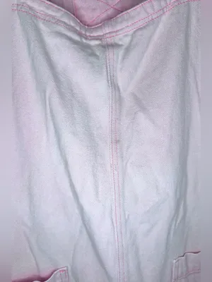 Women's Pastel Pink Cotton Denim Overall Mini Dress thumbnail 6