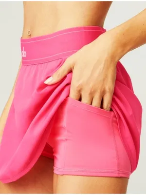 Alo Match Point Tennis Skirt Pink Fuchsia Hot Yoga Exercise Sports Shorts Skort thumbnail 3
