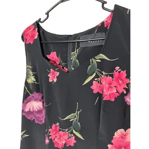 Vintage Sag Harbor 90s Black Floral Pattern‎ Sleeveless Maxi Dress 12 thumbnail 2