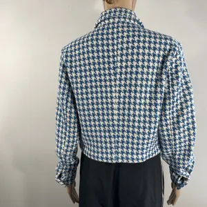 Anthropologie Dolan Left Coast Cropped Jacket Women XS Blue Houndstooth Print thumbnail 5