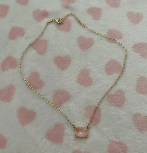Francesca’s necklace gold with pink gem thumbnail 1