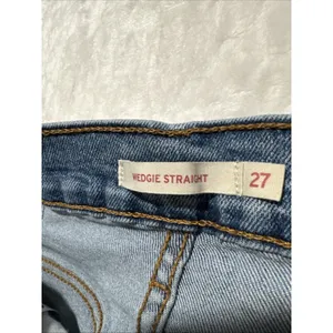 Levi's Wedgie Straight Jeans Button Fly High Rise Blue Denim Womens 27 Casual thumbnail 3