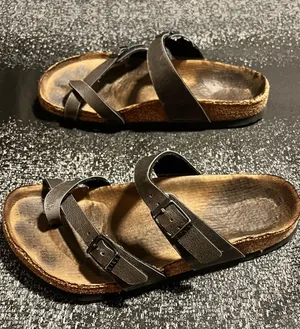 Womens sz8 Birkenstock Mayari criss-cross straps Sandals- Brown/Black thumbnail 1
