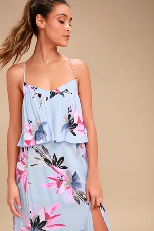 O'Neill Milly Periwinkle Blue Floral Print Maxi Dress Size Small thumbnail 2