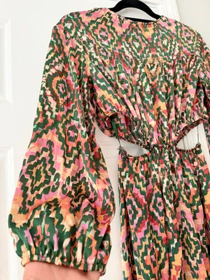 Zara Printed Cutout Bohemian Maxi Dress, Size XS thumbnail 10