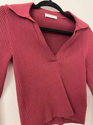 Babaton Aritzia Sculpt Knit Top Collared thumbnail 2