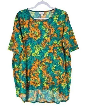 Lularoe Womens Tops Size L Floral Print‎ High Low Batwing thumbnail 1