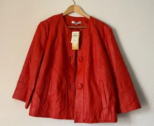 NWT Coldwater Creek Red Leather swing Button-Front Jacket thumbnail 1