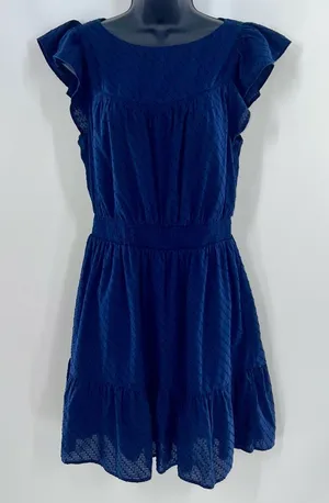 LOFT Outlet Navy Blue Swiss Dots Sleeveless Mini Dress Size M thumbnail 1
