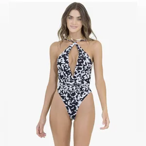 New! MAAJI Spot Butterfly Safari Plunge One Piece Reversible‎ Black White Medium thumbnail 6
