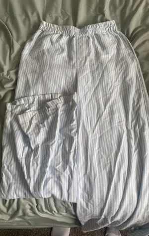 Blue and white stripped pants thumbnail 1