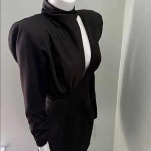 House of CB Black Long Sleeve Mink Dress NEW thumbnail 4