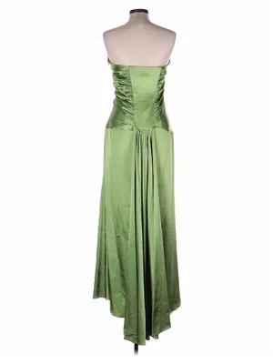 JESSICA MCCLINTOCK Green Satin Prom Cocktail Gown Size 12 thumbnail 3