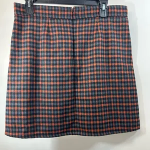 NWT LOFT Black and Orange Plaid A-Line Skirt thumbnail 3