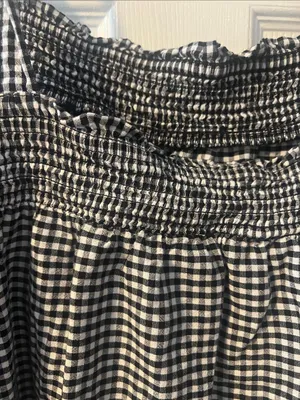 Old Navy Black & White Gingham Tie-Shoulder Mini Dress thumbnail 4