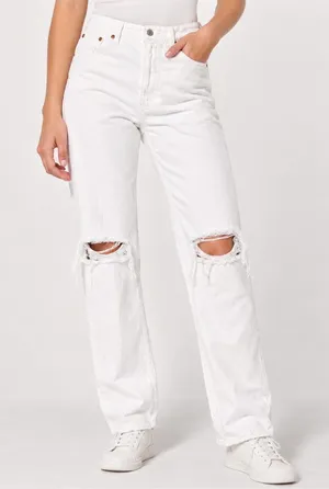Abercrombie & Fitch The 90s Straight Ultra High Rise White Distressed Jean 29/8L thumbnail 1
