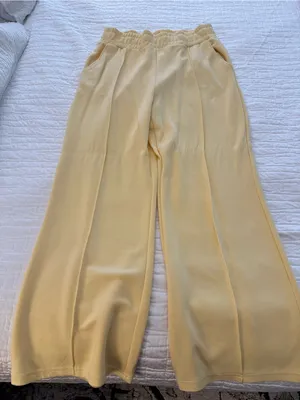Salt Project Soft Wide-Leg Pants with Elastic Waist in Pale Yellow size XL thumbnail 1