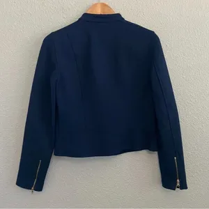 Ralph Lauren Blue Ponte Zip Front Size 4 Tailored Style Jacket thumbnail 2