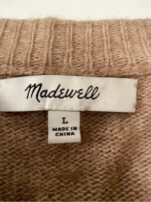 Madewell Beige Cropped Knit Sweater Wool Womens Large Neutral Minimalist Cozy thumbnail 2