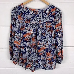 Anthropologie Maeve Cathy pleated v-neck jungle bird print blouse thumbnail 7