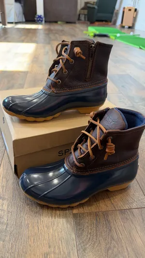 Sperry Top-Sider Saltwater Duck Boot Women’s Tan/Navy Waterproof Lace-Up 6 M NEW thumbnail 3