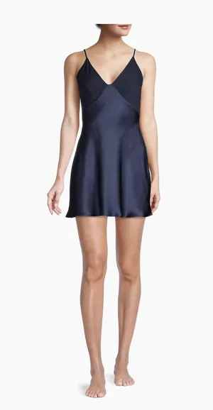 Essentials Satin Chemise Navy thumbnail 1