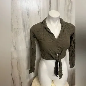 Green crop top Brown thumbnail 2