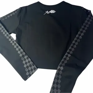 Civil Regime x Harley Quinn "Harlequin" Checkered Long Sleeve Crop Top NEW Small thumbnail 2
