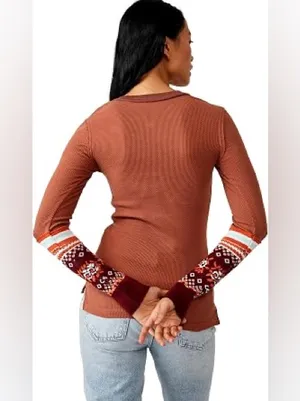NWT Free People We The Free Mikah Layering Cuff Thermal Top Autumn Combo Small thumbnail 7