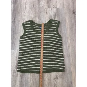 Lands End Womens Green White‎ Striped Knit Sweater Tank Vest Size Medium New thumbnail 5