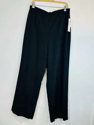Maggy London Black Pinstripe Wide-Leg Pants thumbnail 4