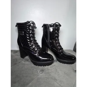 G by Guess Black Patent Lace-Up Chunky Heel Combat Boots 8.5 thumbnail 12