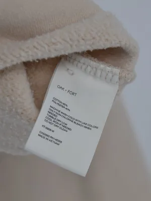 Oak + Fort Cropped Turtleneck Sweatshirt Beige S Tan thumbnail 6