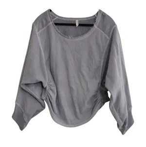 FP Movement Size Small‎ Purple Grey Sweatshirt Ruched Side Cropped Oversized thumbnail 1