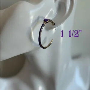 Dazzling Gold and Purple Hoop Rhinestone Earrings thumbnail 2