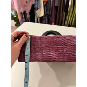 Purple Sisal Natural Fiber Wooden Handle Medium Top Handle Top Bag NEW thumbnail 14