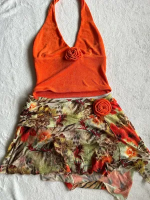 Outcast Clothing 2 Piece Set Cetara Top Orange Cetara Mini Skirt Tigerlily thumbnail 3